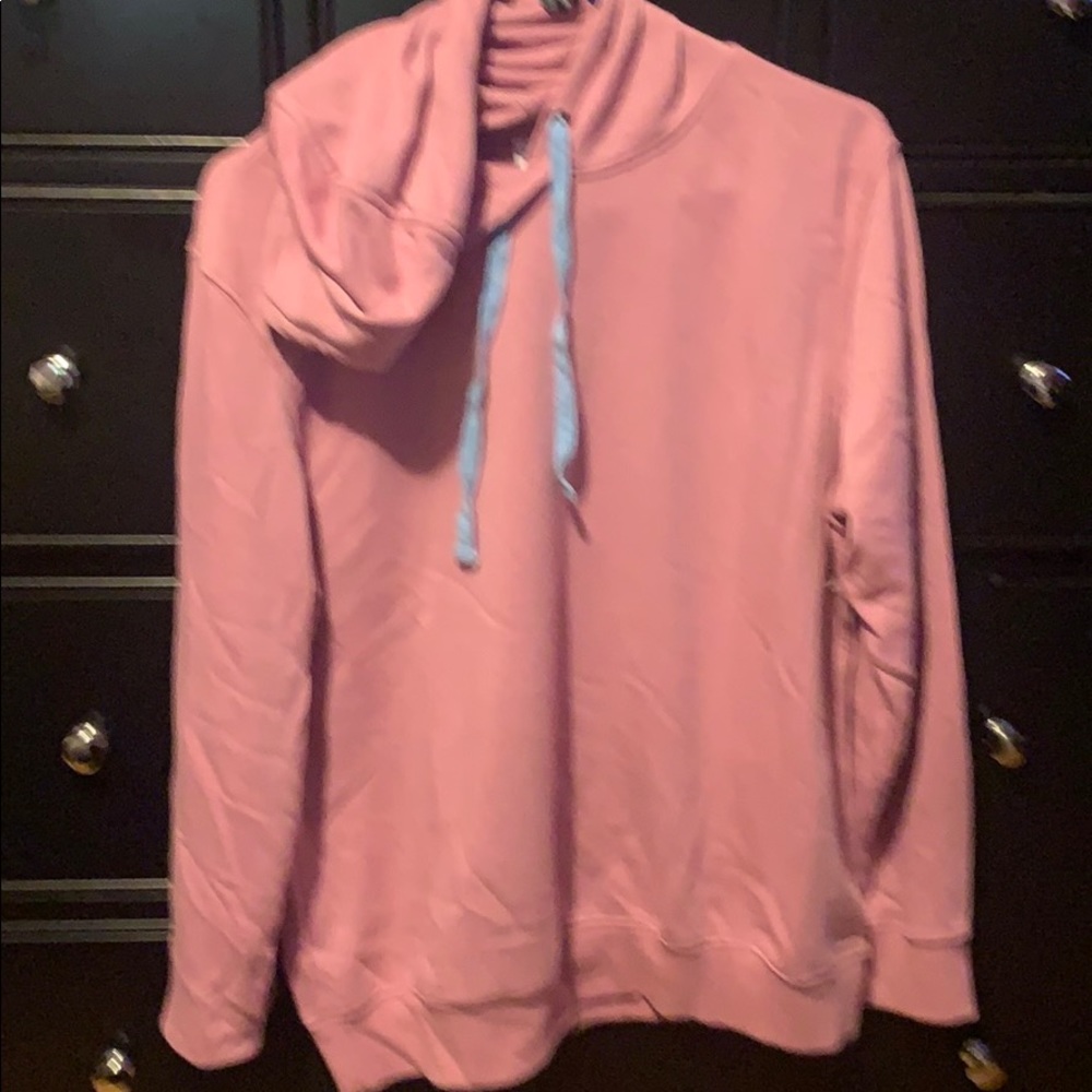 Old navy pink hoodie with blue drawstrings